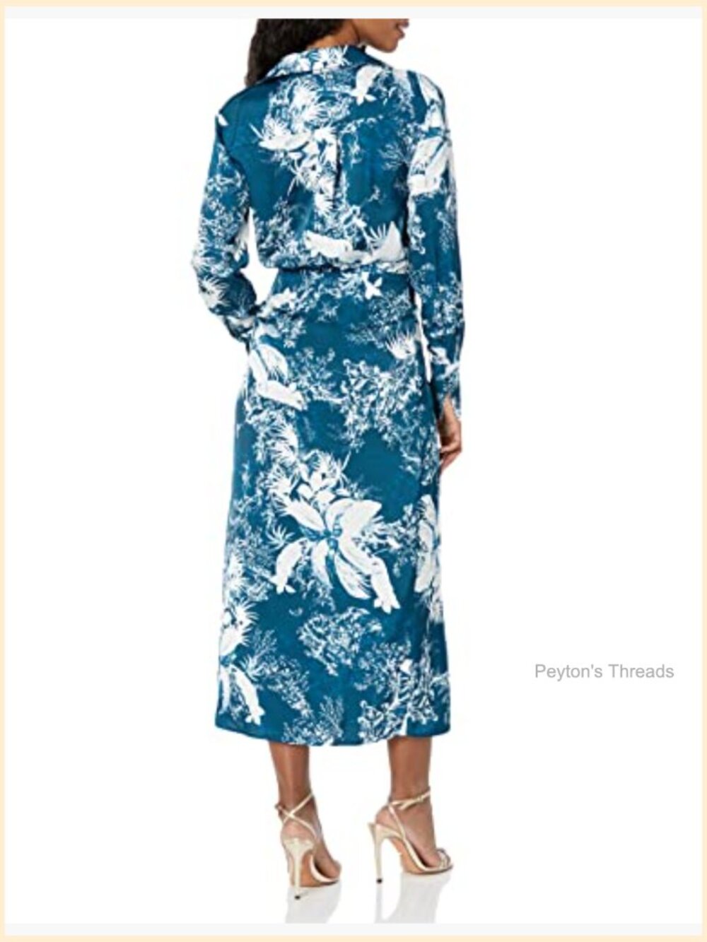 Sustainable Satin Wrap Midi Dress with Floral Print - Picture 2 of 2
